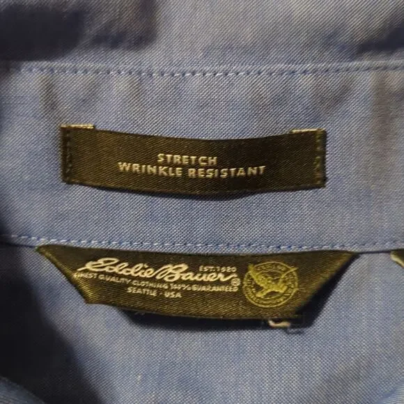 Eddie Bauer Blue Cotton Stretch Wrinkle Resistant Button Down Shirt Women's Sz M - Picture 4 of 8